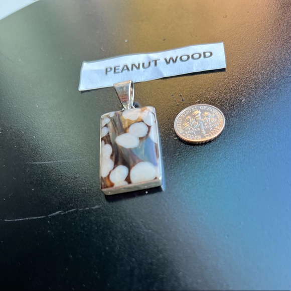 Peanut wood Jasper Gemstone Pendant Handmade 925 Sterling Silver - Picture 2 of 3